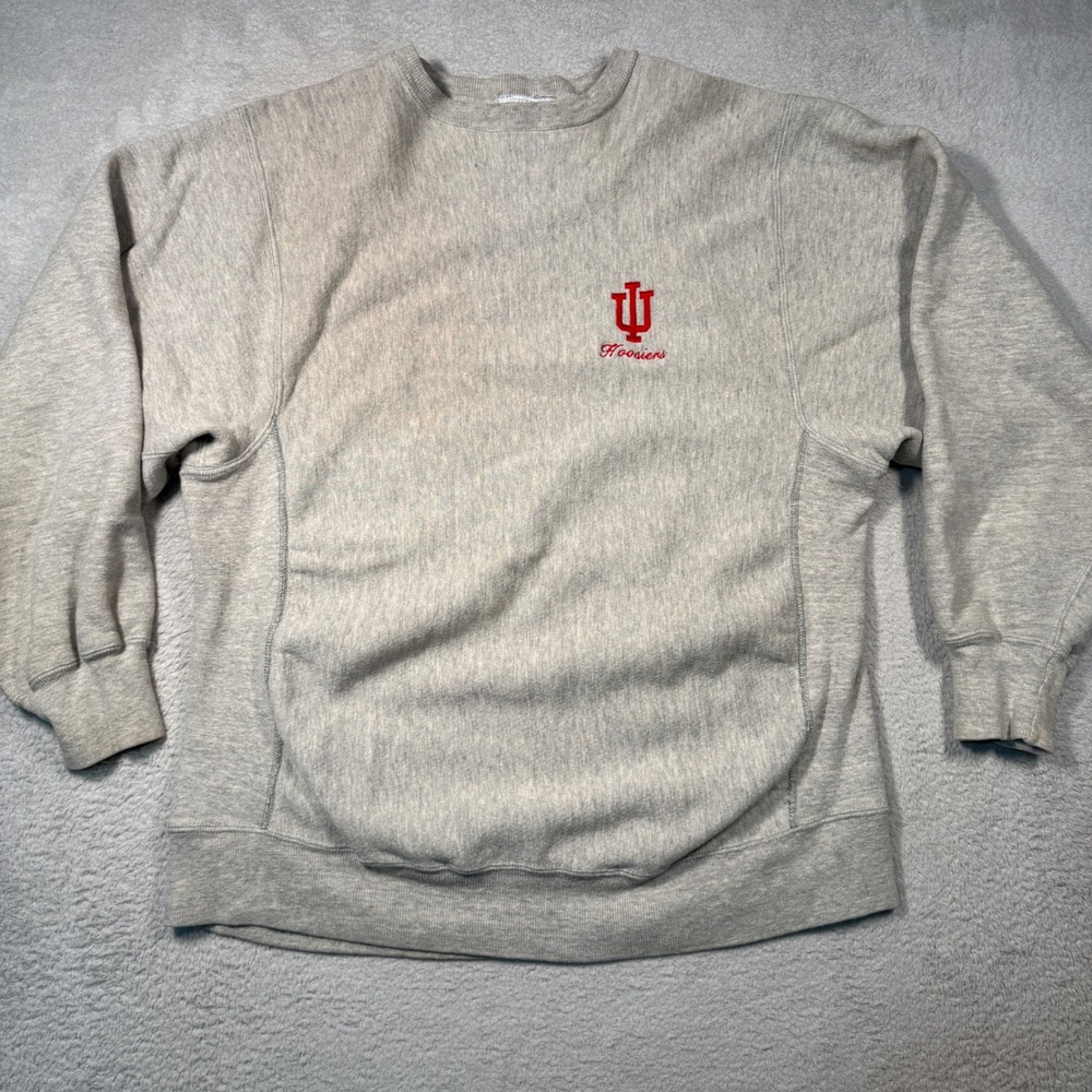 90s Vintage Soffe Sweatshirt XL Gray Indiana University Hoosiers USA Made IU